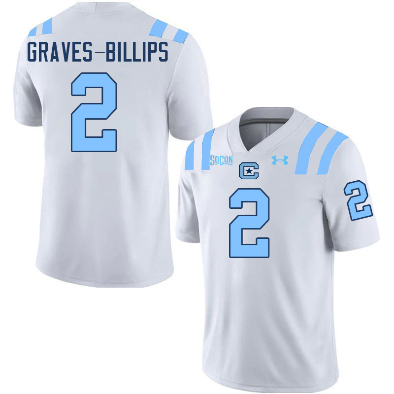 The Citadel Bulldogs #2 Javonte Graves-Billips College Football Jerseys,Uniforms-White